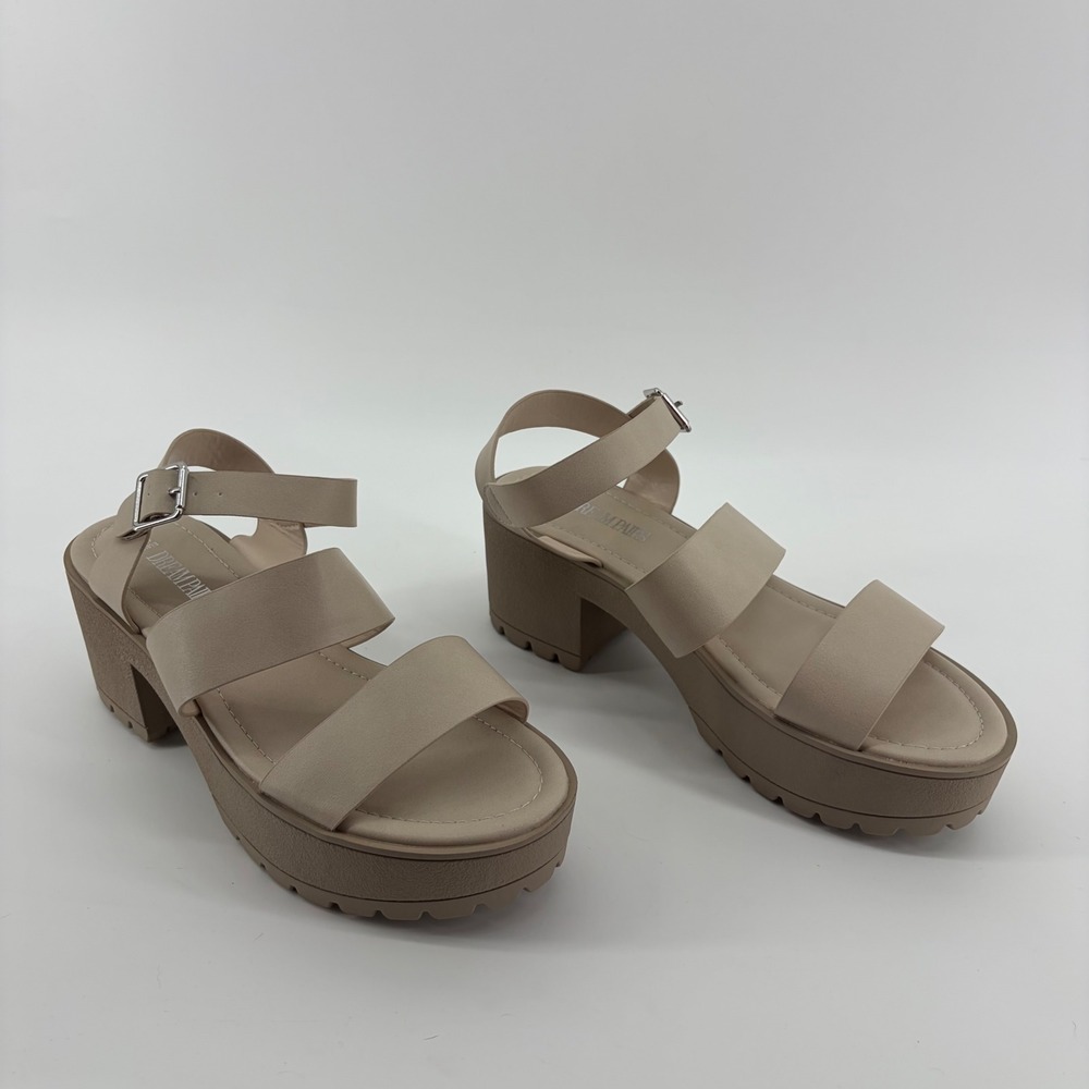 Dream Pairs Women 11 Beige Platform Sandals Chunky Lug Sole Block Heel SDHS2429W